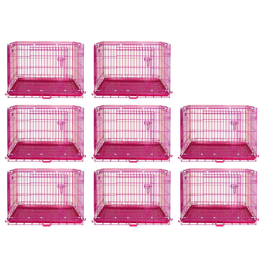 24-42" Collapsible Pink Dog Crate RED24-42 - Image 48