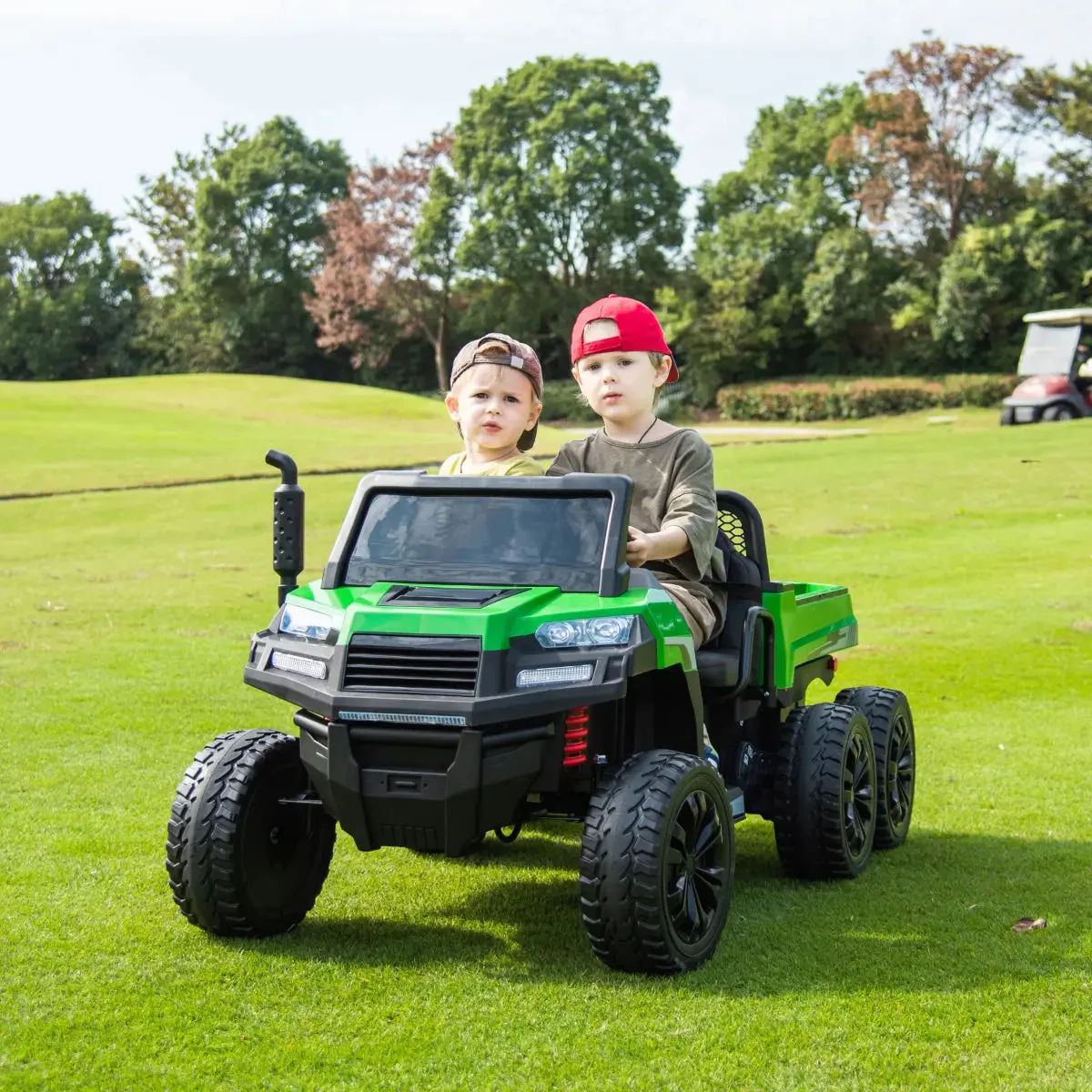 24V 6 Wheeler Freddo Tractor Trailer 2 Seater Ride-on with Dump Cart and Parental Remote - Image 6