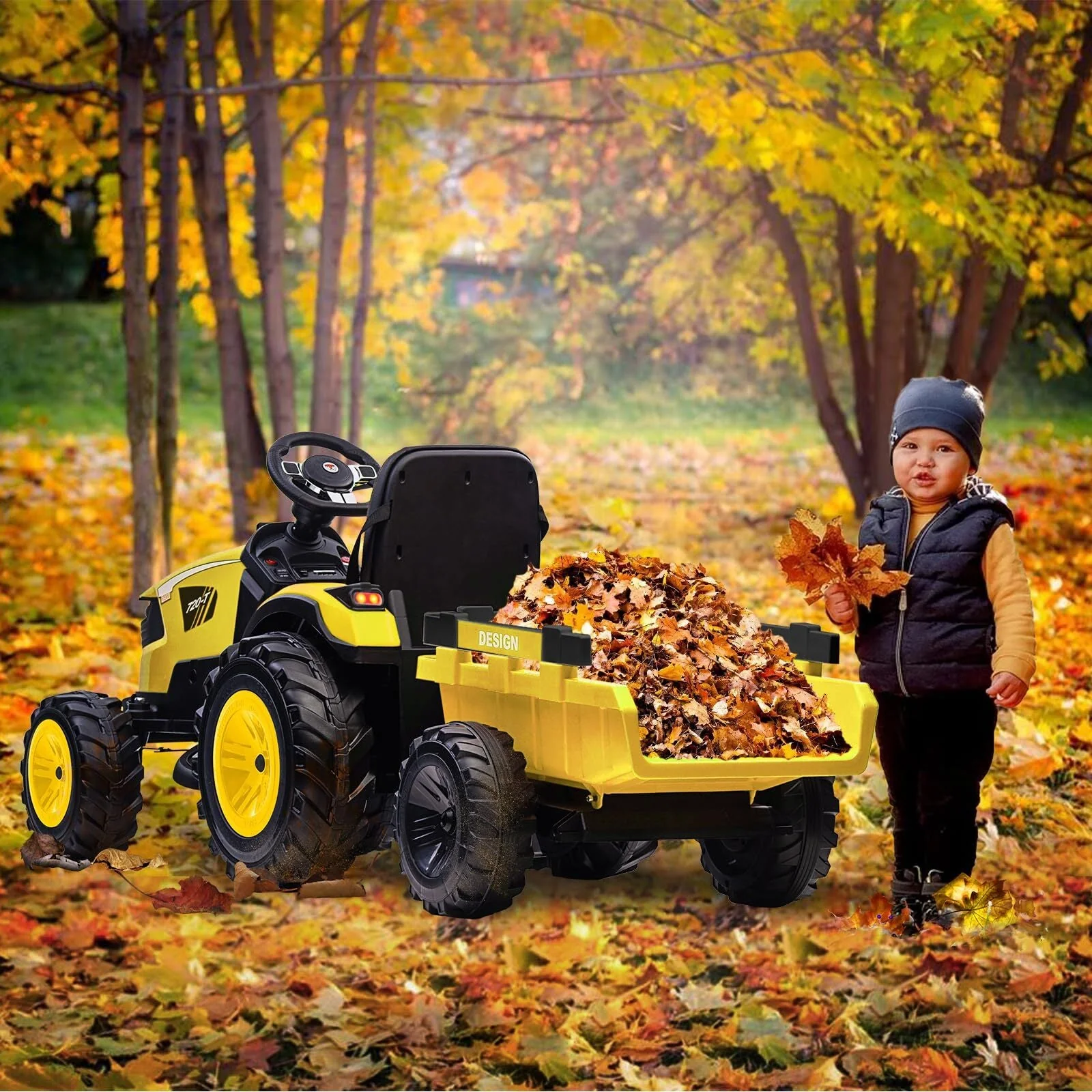 24V Electric Ride-On Tractor with Excavator, Trailer, and Digger Attachments - Image 12
