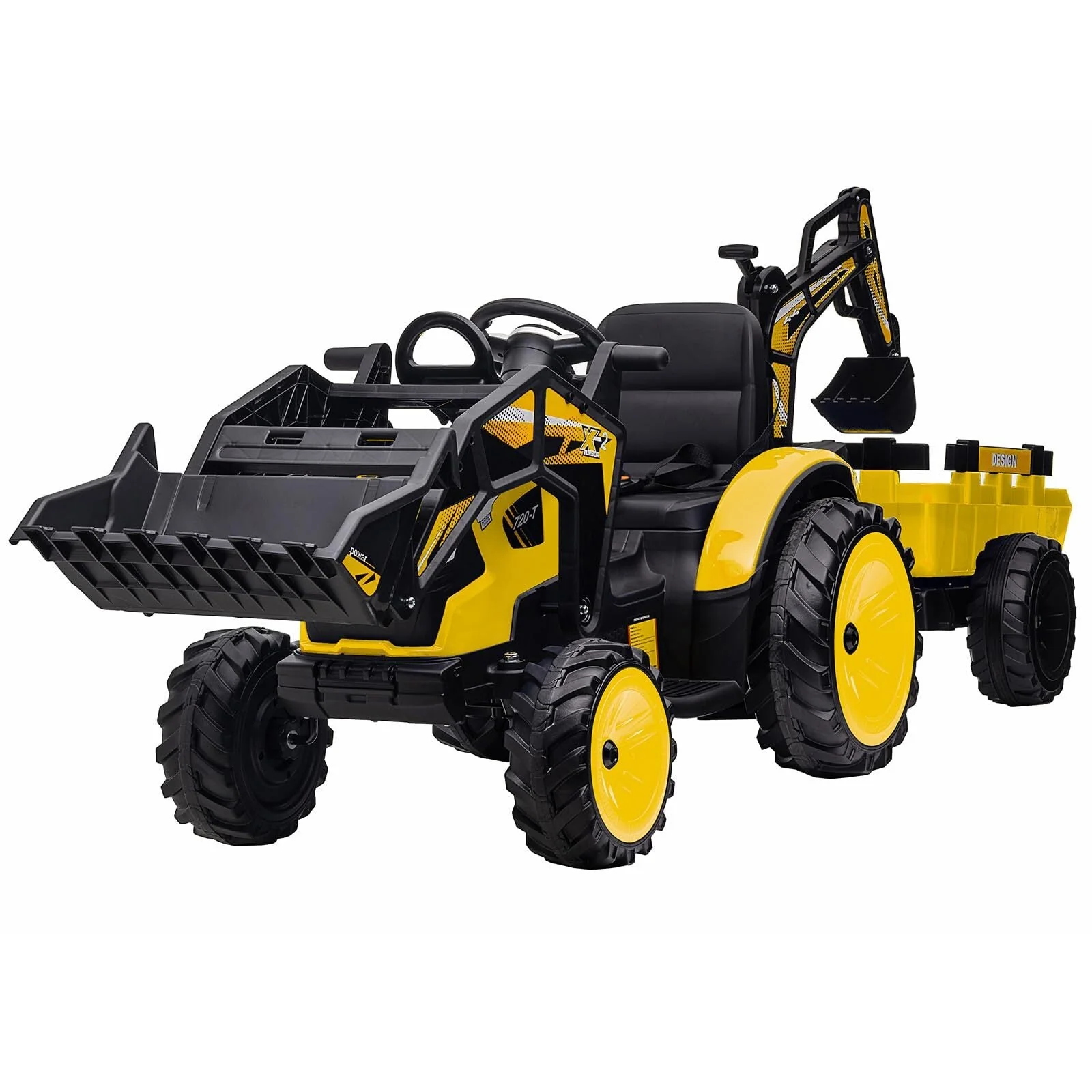 24V Electric Ride-On Tractor with Excavator, Trailer, and Digger Attachments - Image 14