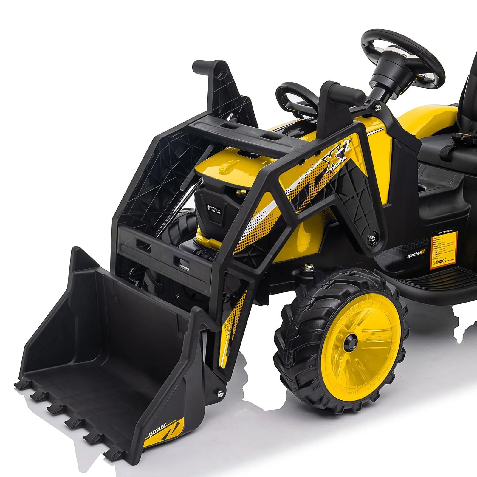 24V Electric Ride-On Tractor with Excavator, Trailer, and Digger Attachments - Image 7