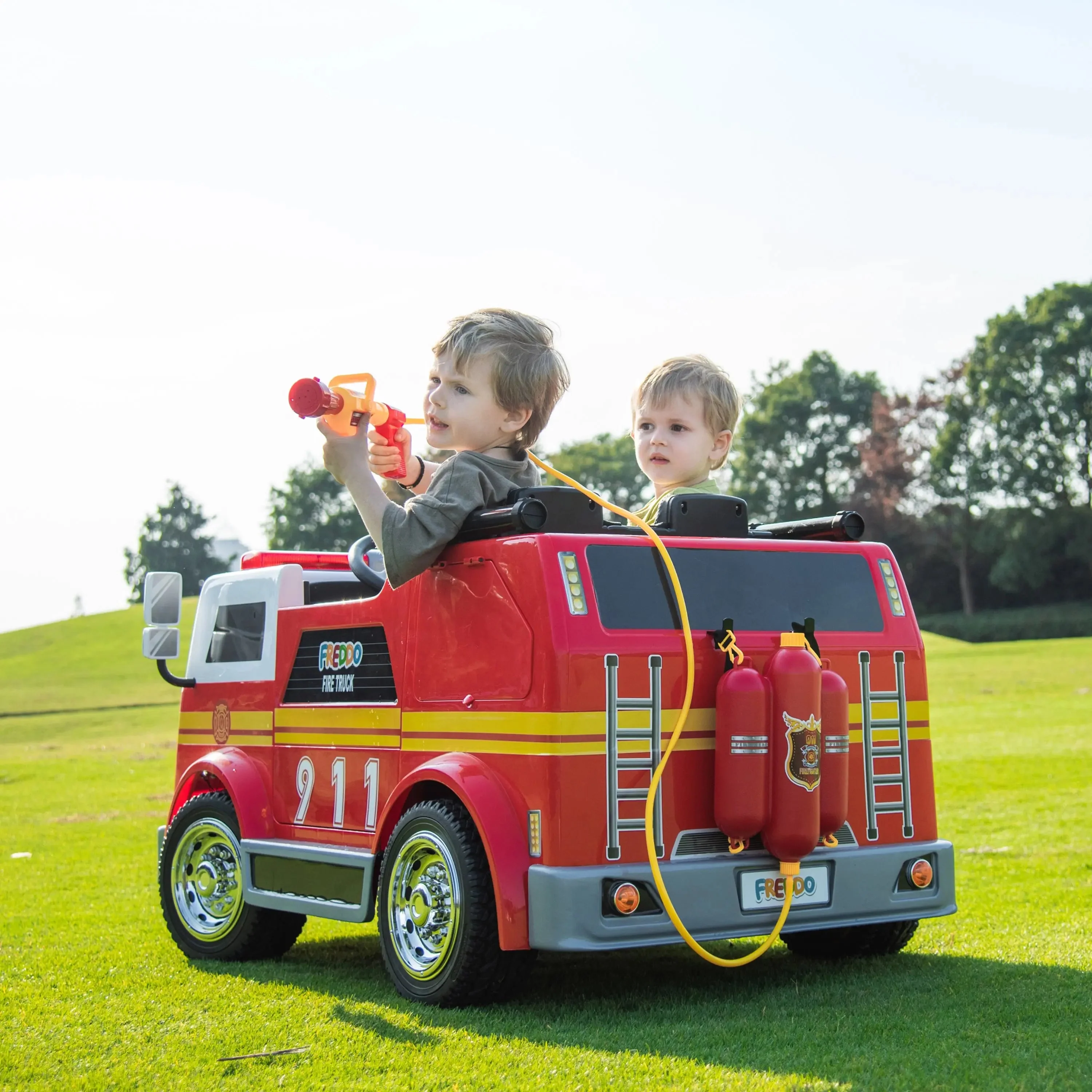 24V Freddo Fire Truck 2-Seater Ride on - Image 6