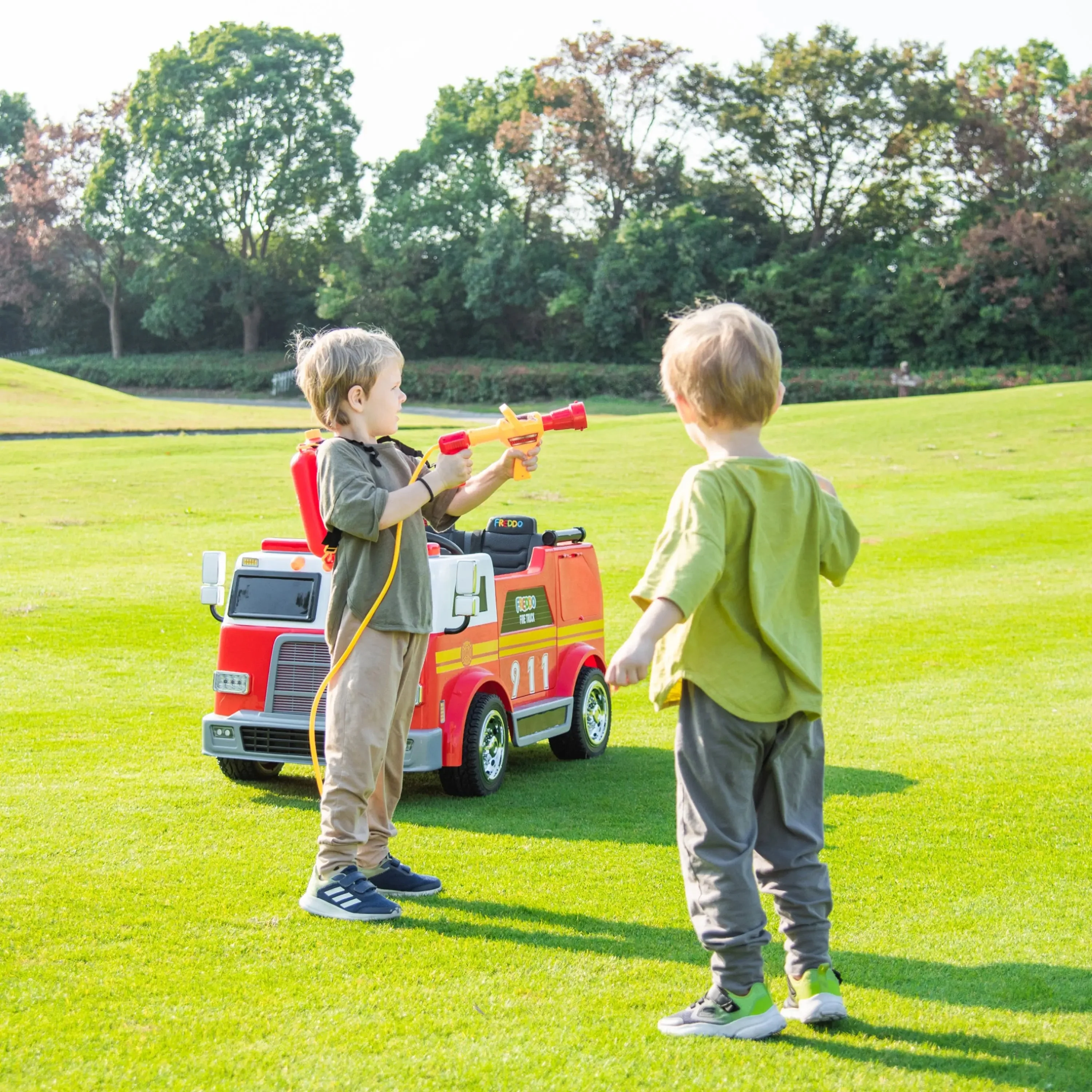 24V Freddo Fire Truck 2-Seater Ride on - Image 8