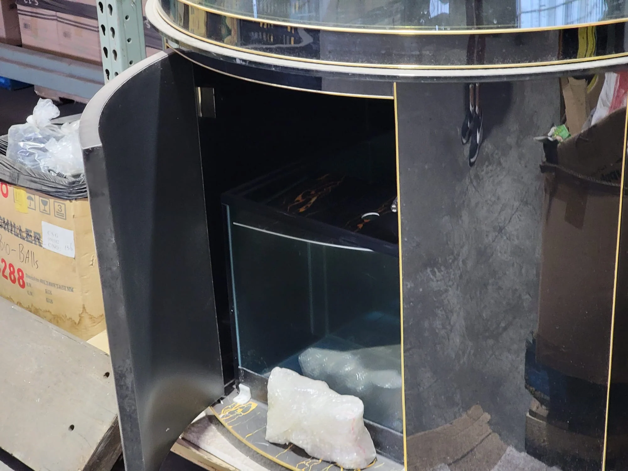 280 Gallon Glass Reef-Ready Cylinder with Steel Reinforced Gloss Black Stand and Sump - Image 2