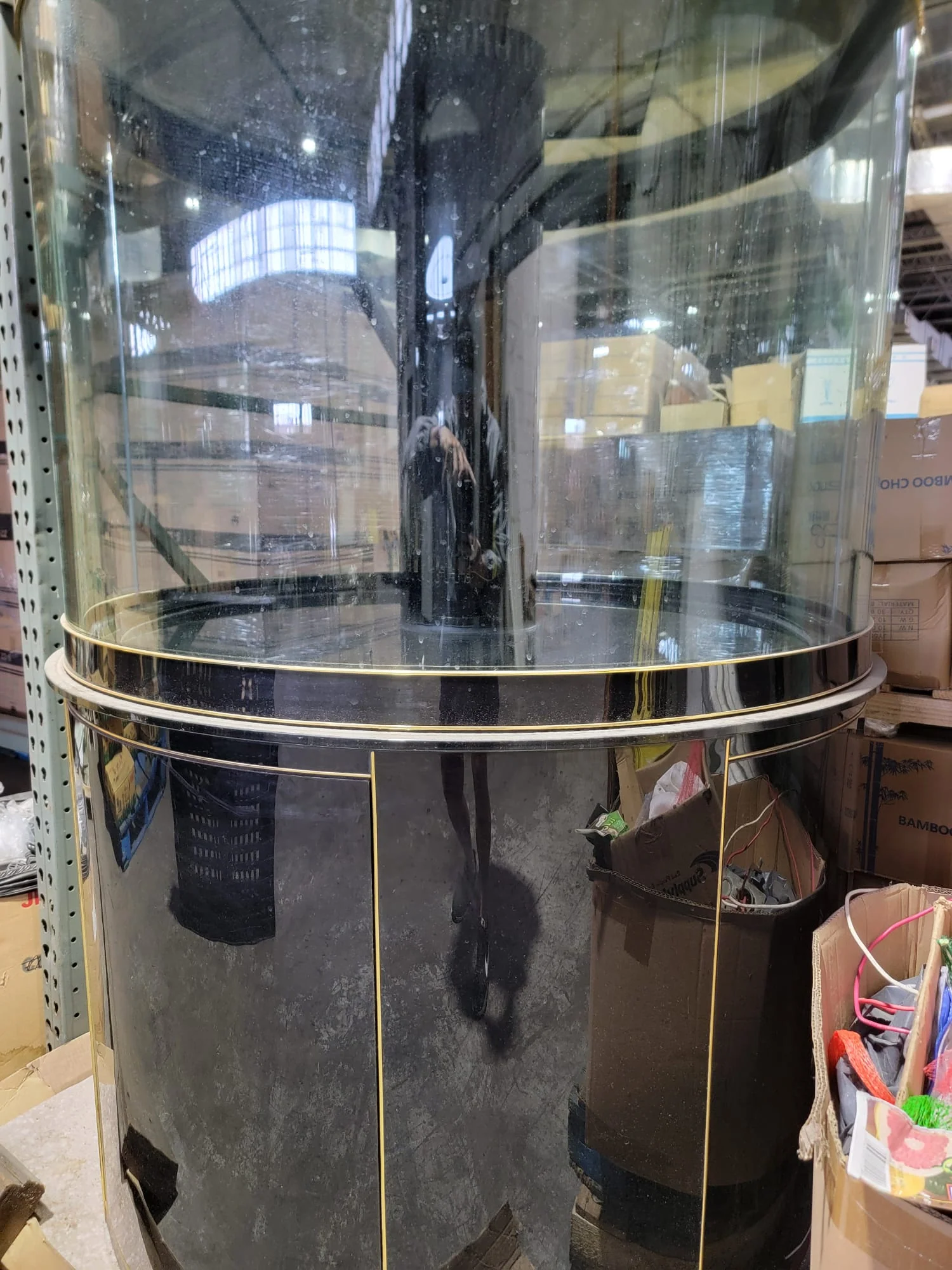 280 Gallon Glass Reef-Ready Cylinder with Steel Reinforced Gloss Black Stand and Sump - Image 3
