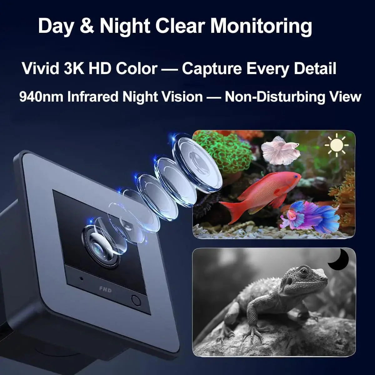 2K HD Aquarium & Terrarium Camera w/ Night Vision, Audio & 32GB Card - Image 3