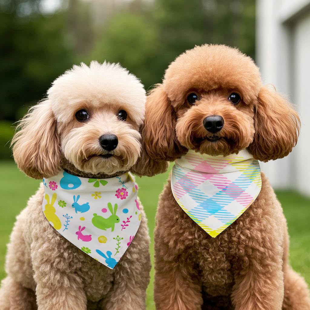 2PCS Christmas Dog Bandanas – Red and Green Plaid with Tassels - Image 22