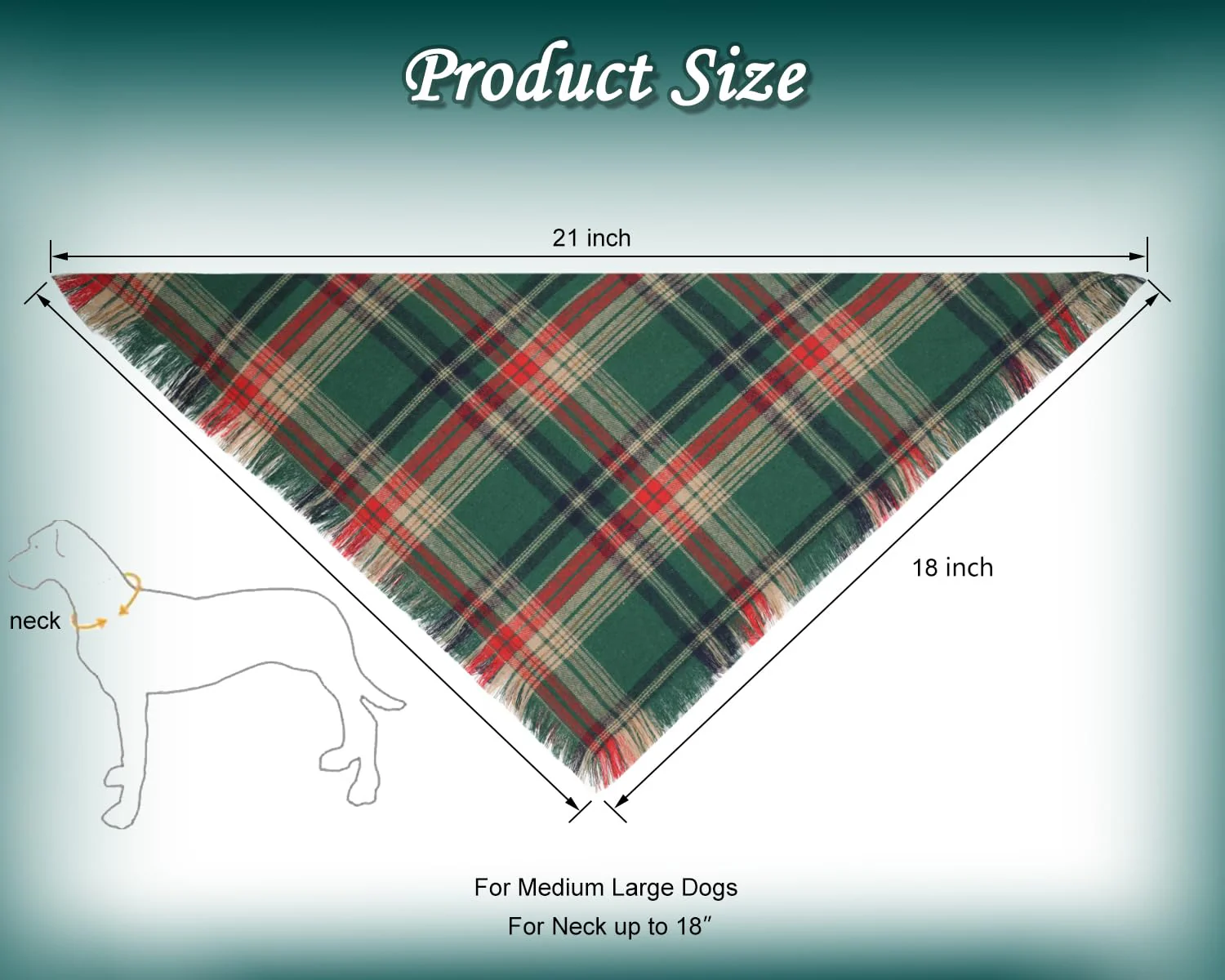 2PCS Christmas Dog Bandanas – Red and Green Plaid with Tassels - Image 5