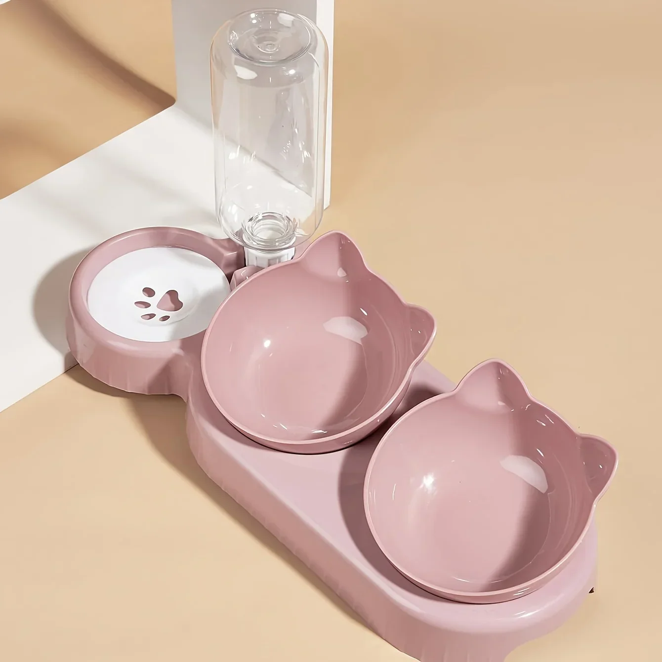 3-in-1 Cat Food & Water Bowl Set with Gravity Water Feeder - Image 10