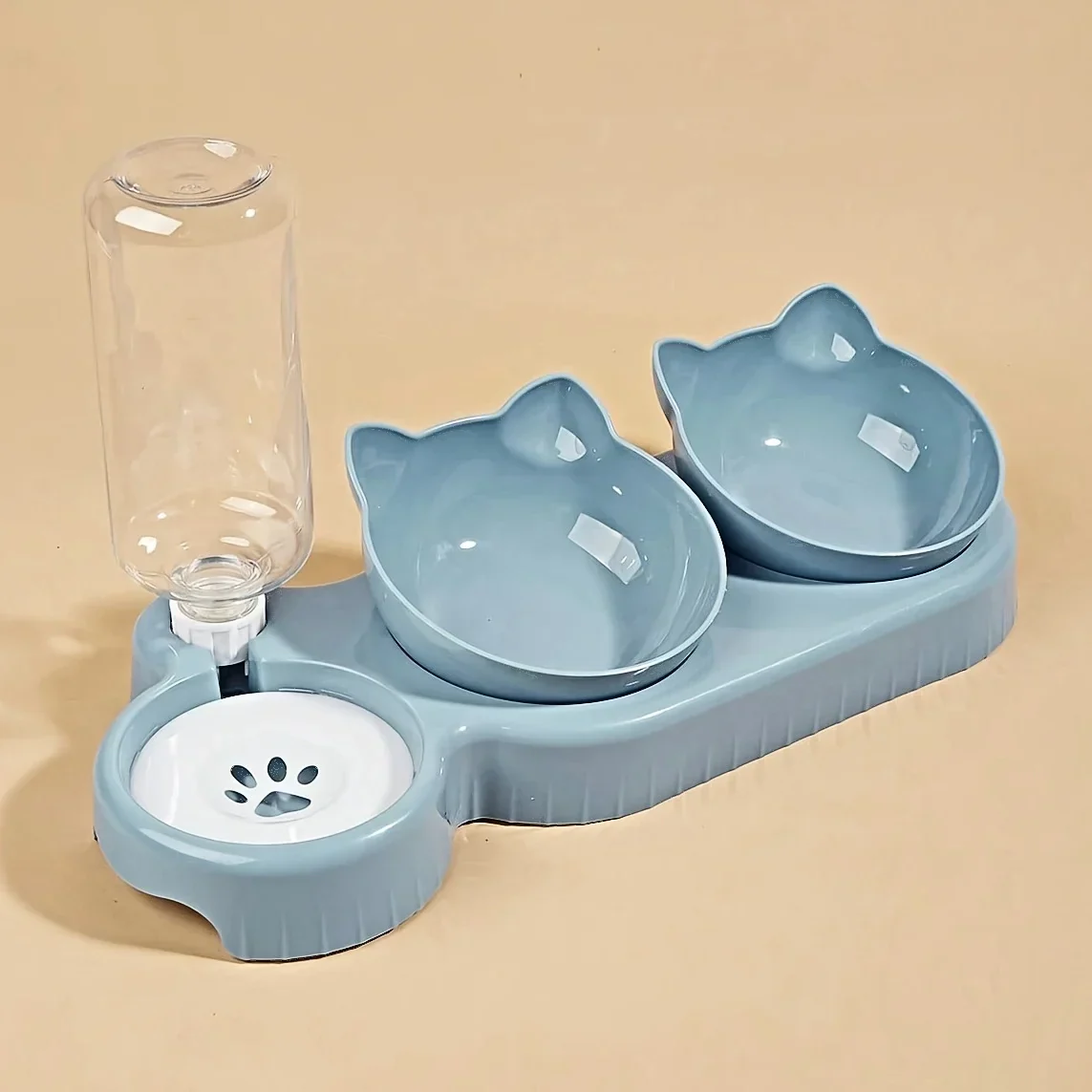 3-in-1 Cat Food & Water Bowl Set with Gravity Water Feeder - Image 11