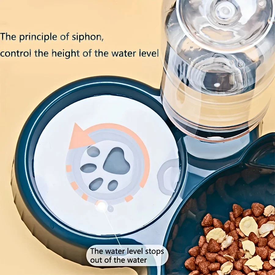 3-in-1 Cat Food & Water Bowl Set with Gravity Water Feeder - Image 2