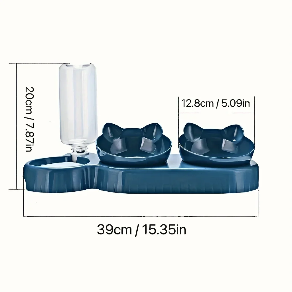 3-in-1 Cat Food & Water Bowl Set with Gravity Water Feeder - Image 5