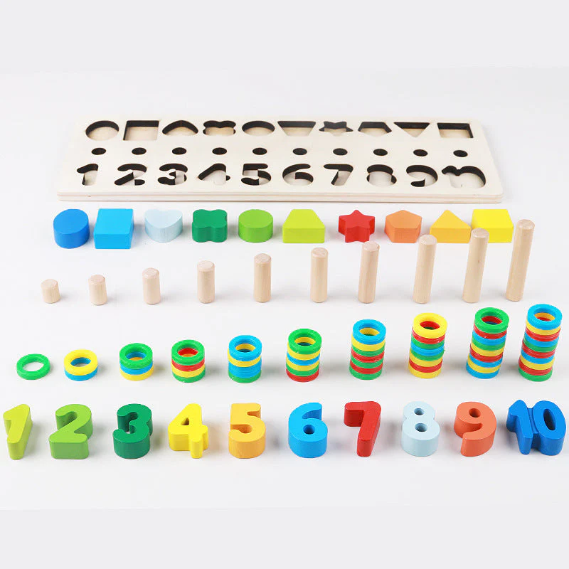 3 in 1 Early Educational Geometry Number Matching Montessori Wooden Toys - Image 3