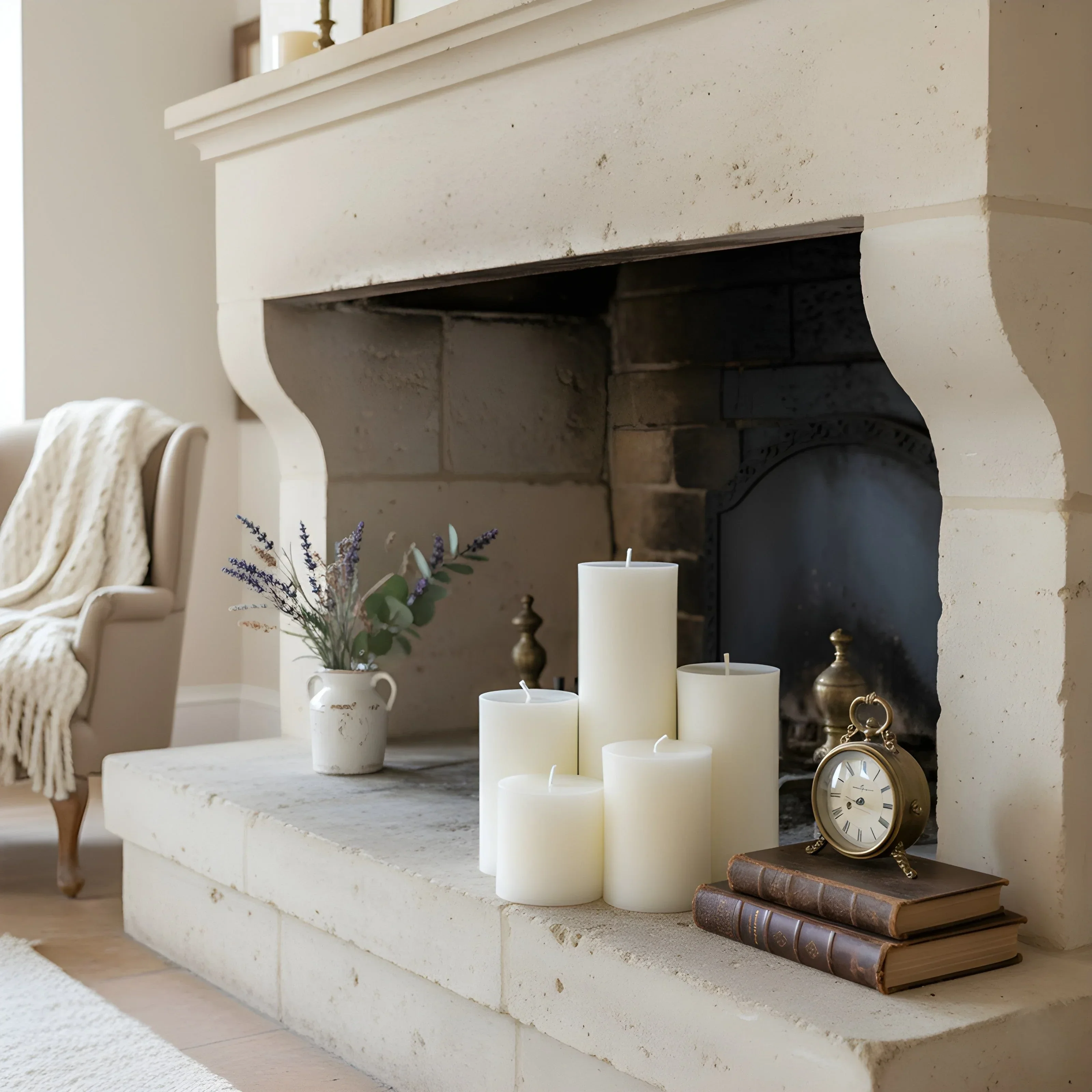 3 Inch White Beeswax Pillar Candles - Image 2