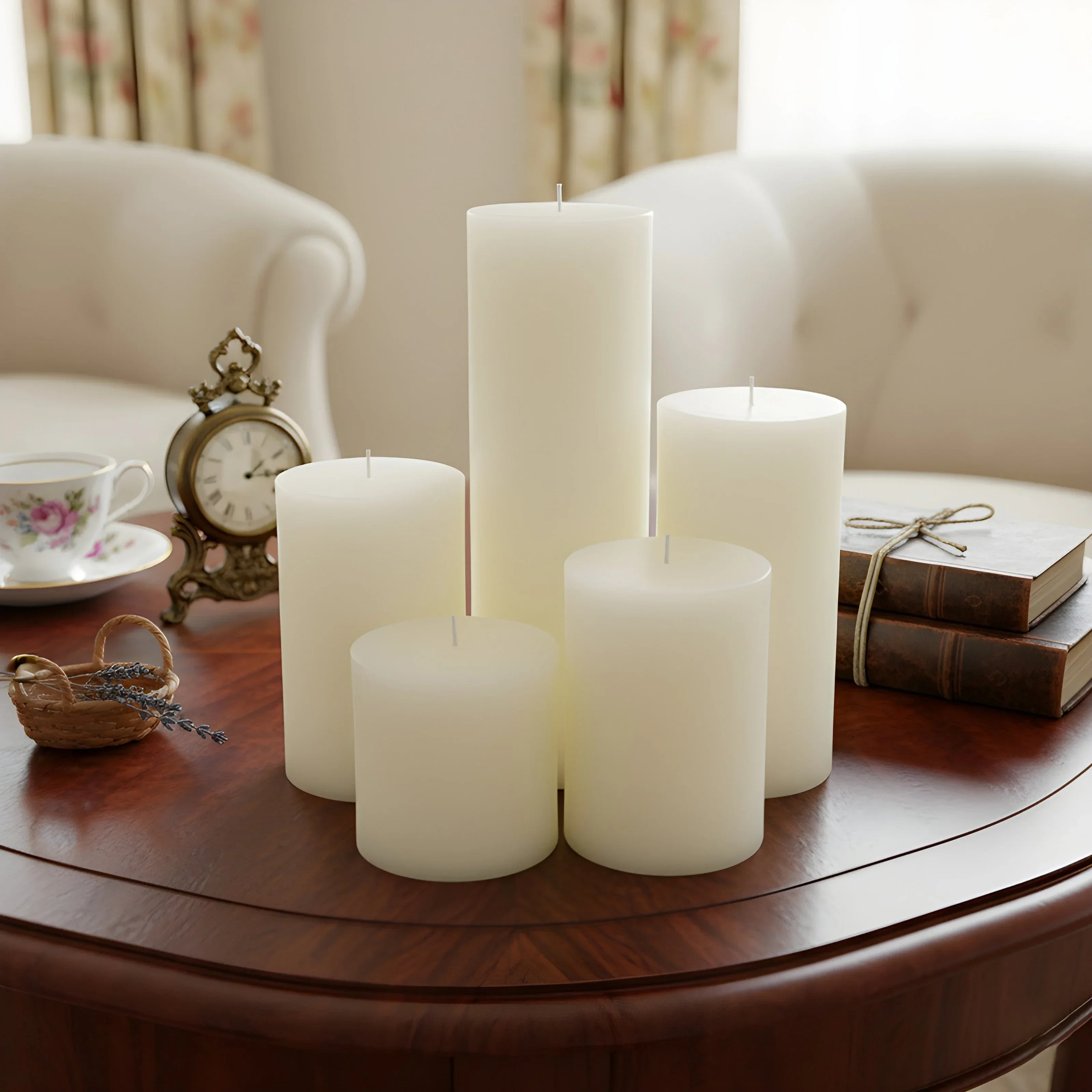 3 Inch White Beeswax Pillar Candles - Image 4