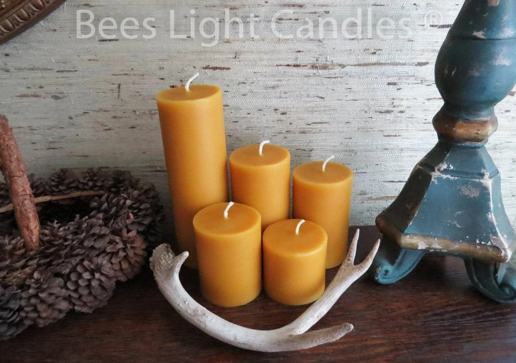 3 Inch Yellow Beeswax Pillar Candles - Image 3
