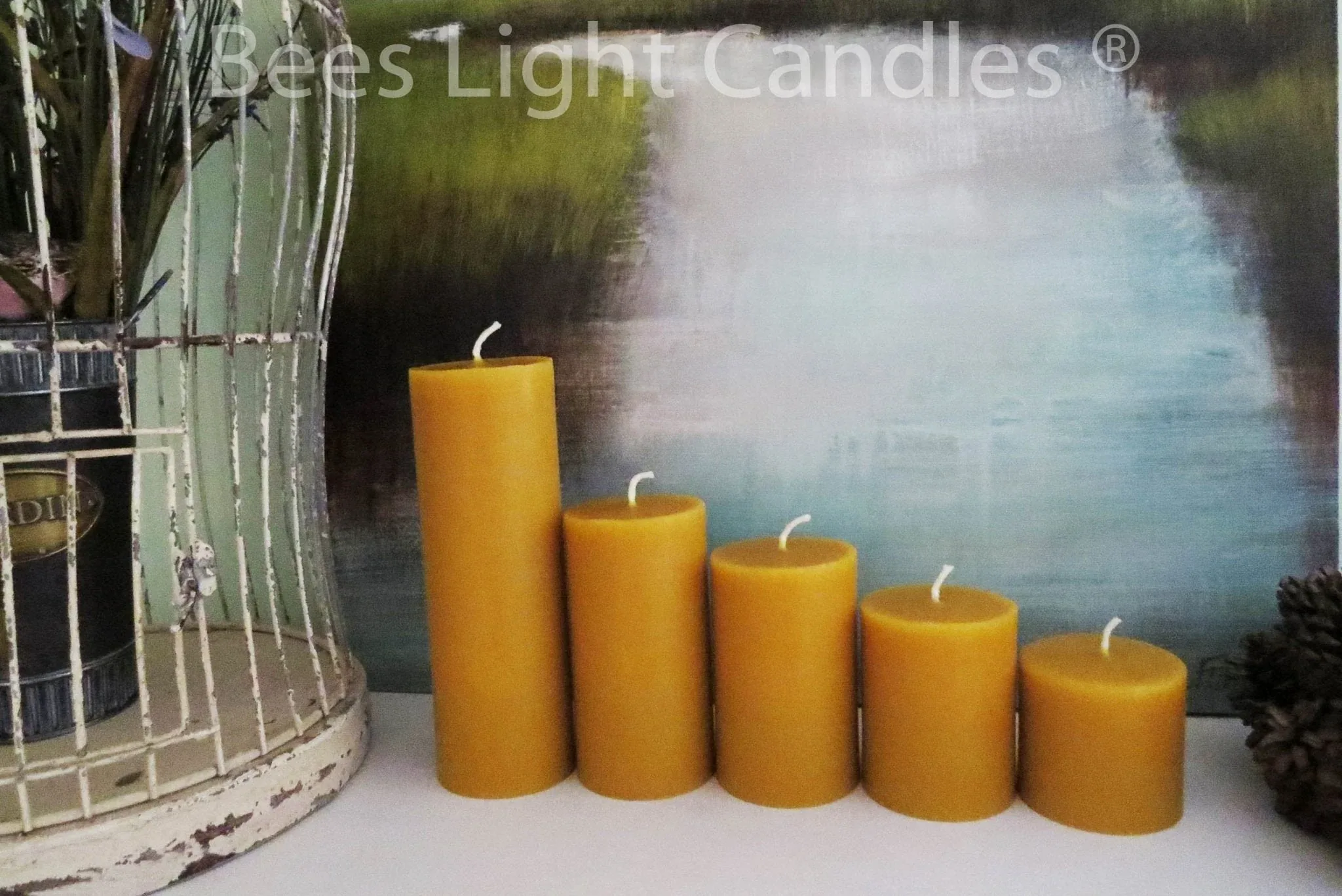 3 Inch Yellow Beeswax Pillar Candles - Image 4
