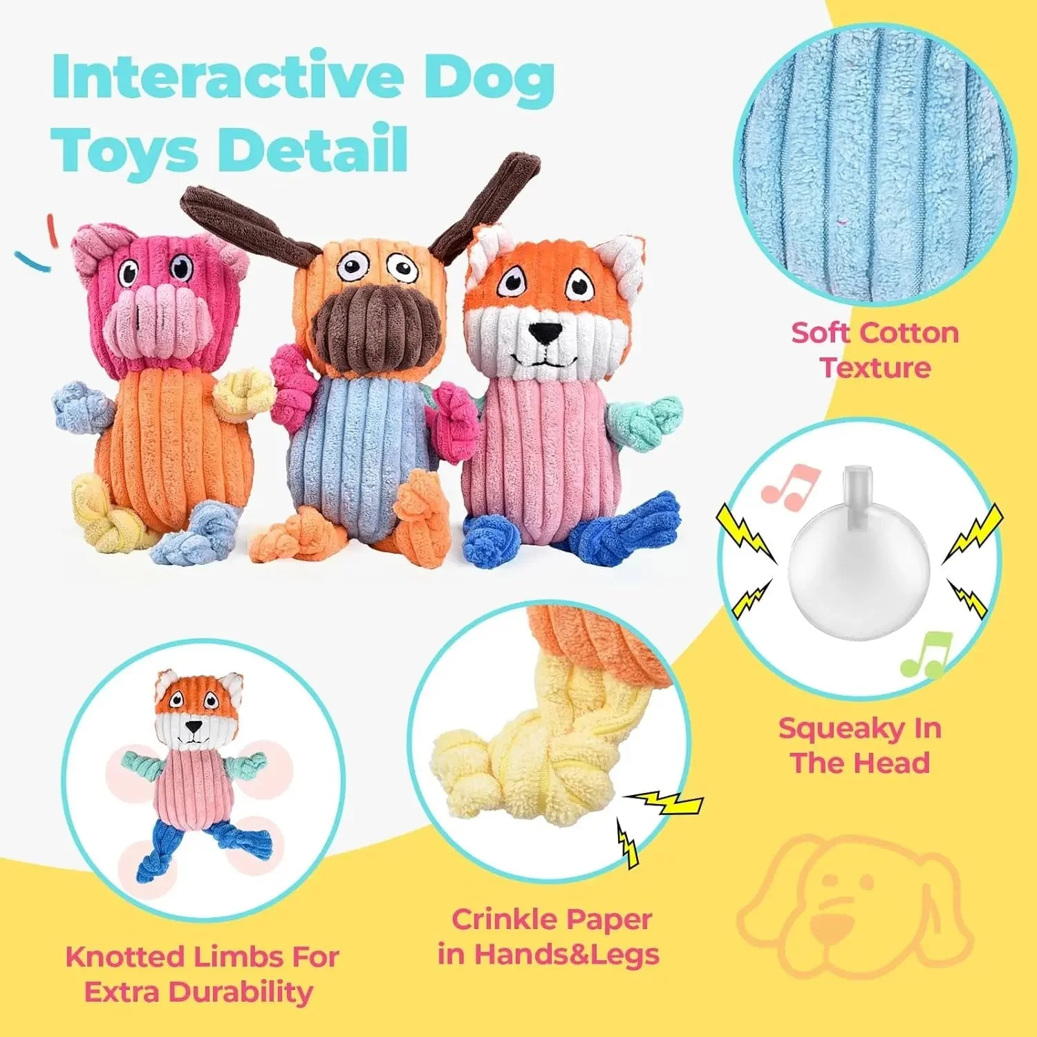 3-Pack Plus Chew Dog Squeaky Toys for Small Medium Large Dogs - Image 2