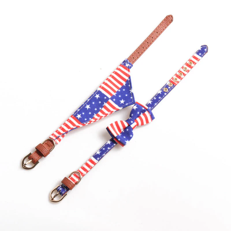 3-Piece Dog Collar Set – Patriotic Stars & Stripes Design - Image 2