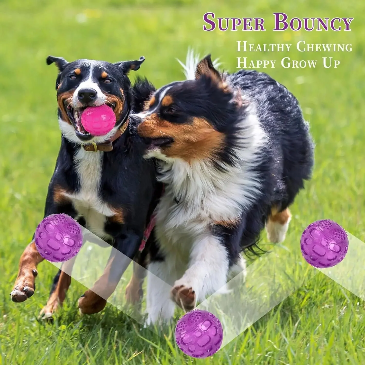 3'' Squeaky Dog Toy Balls for Large Medium Breed, Indestructible Dog Balls for Playing, Fetching & Retrieving, Durable Aggressive Chewers, 2 PCS Blue - Image 5
