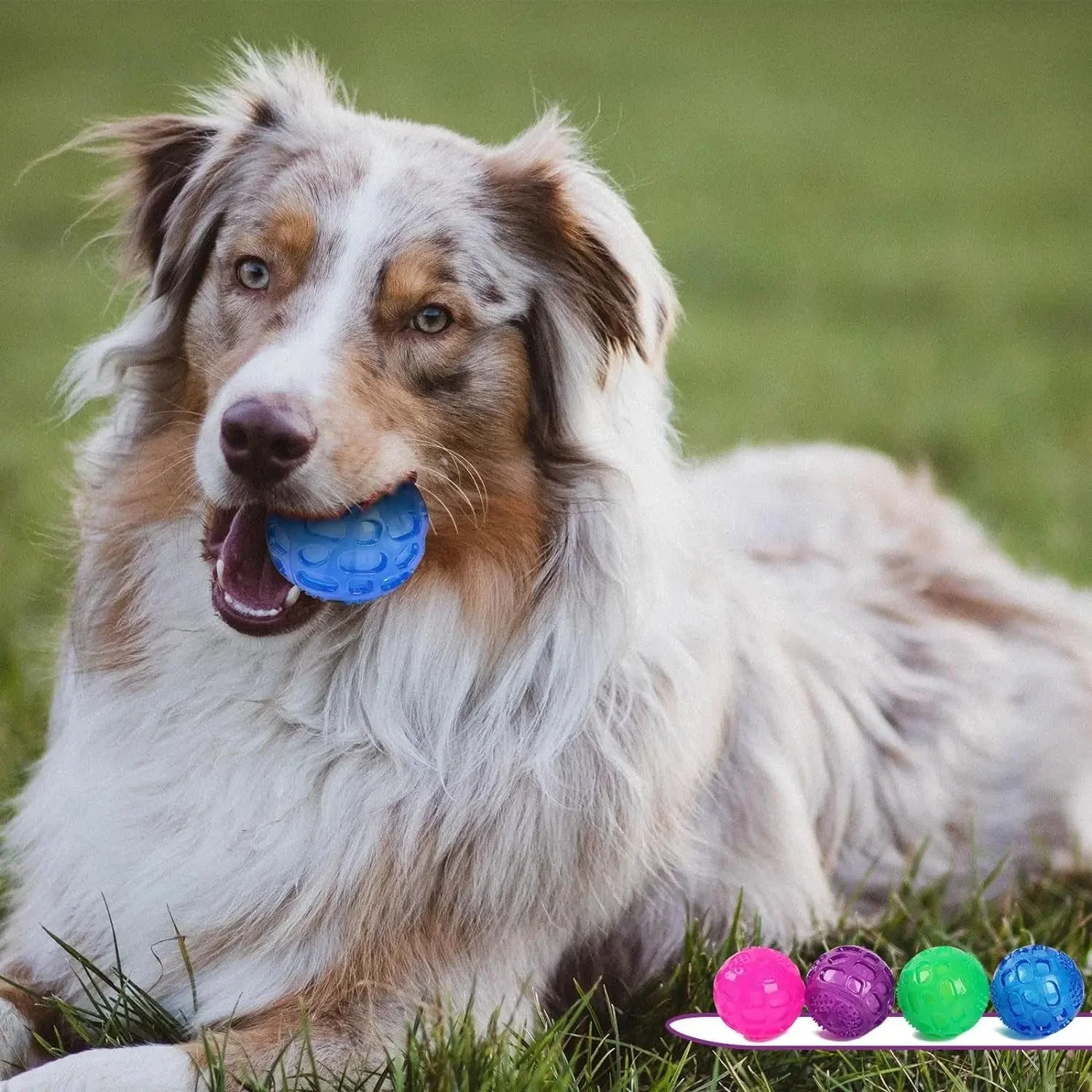 3'' Squeaky Dog Toy Balls for Large Medium Breed, Indestructible Dog Balls for Playing, Fetching & Retrieving, Durable Aggressive Chewers, 2 PCS Blue - Image 6