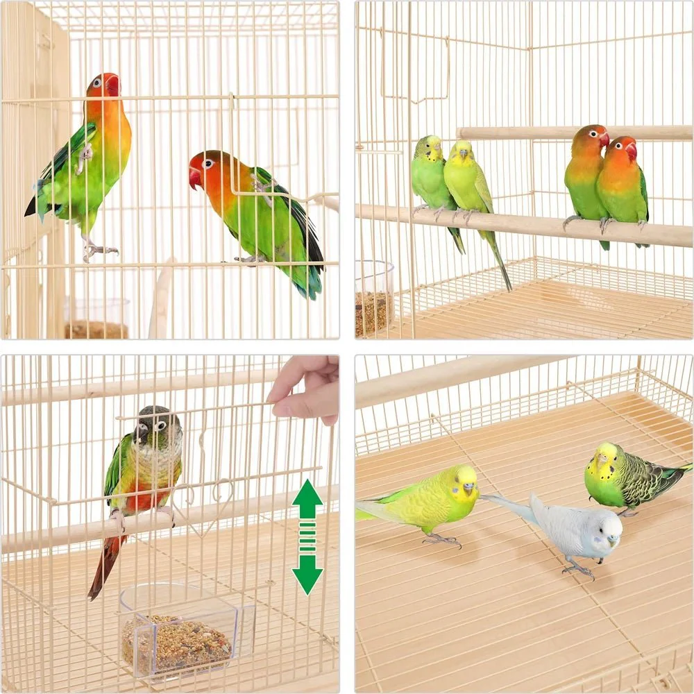 30" Bird Cage with Slide-Out Tray and Wood Perches - Image 4