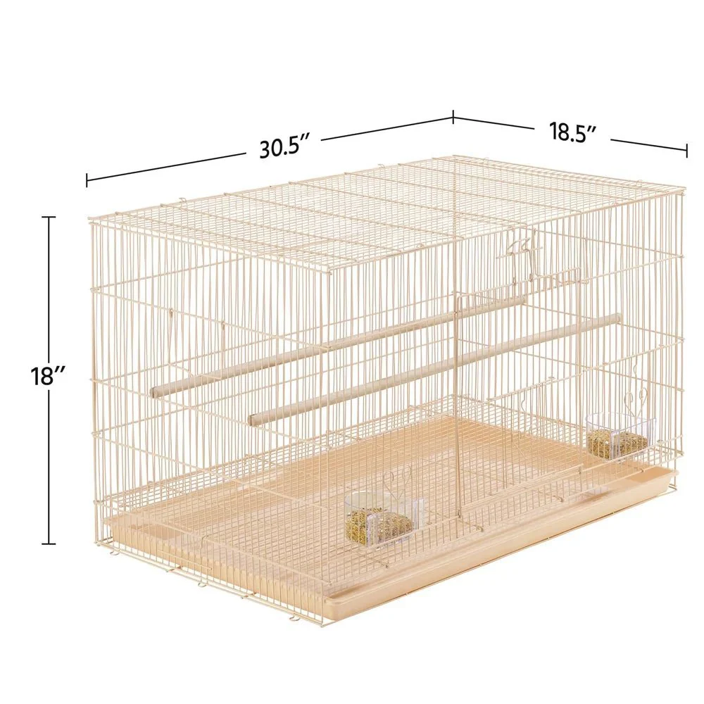 30" Bird Cage with Slide-Out Tray and Wood Perches - Image 6
