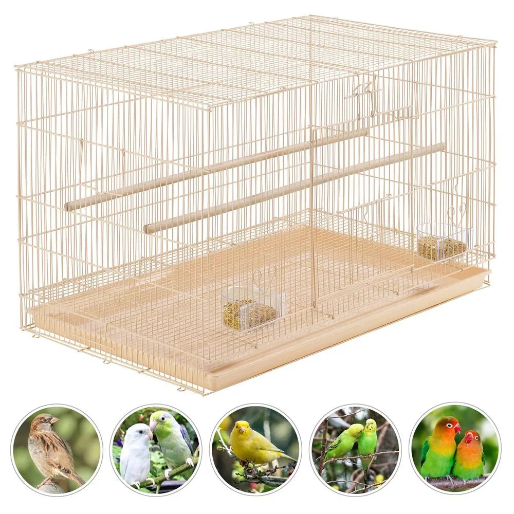 30" Bird Cage with Slide-Out Tray and Wood Perches - Image 7