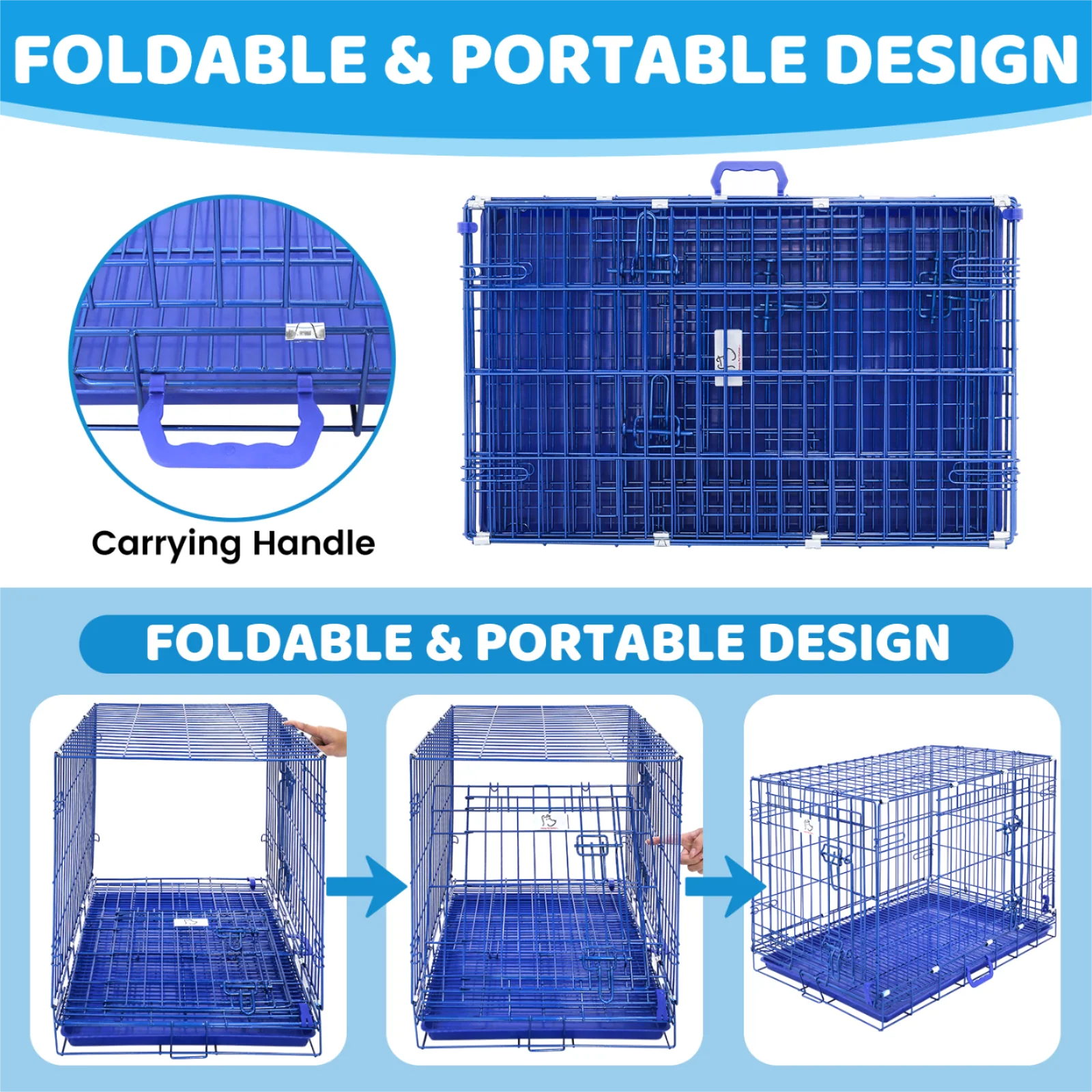 30" Collapsible Blue Dog Crate BLU30 - Image 7