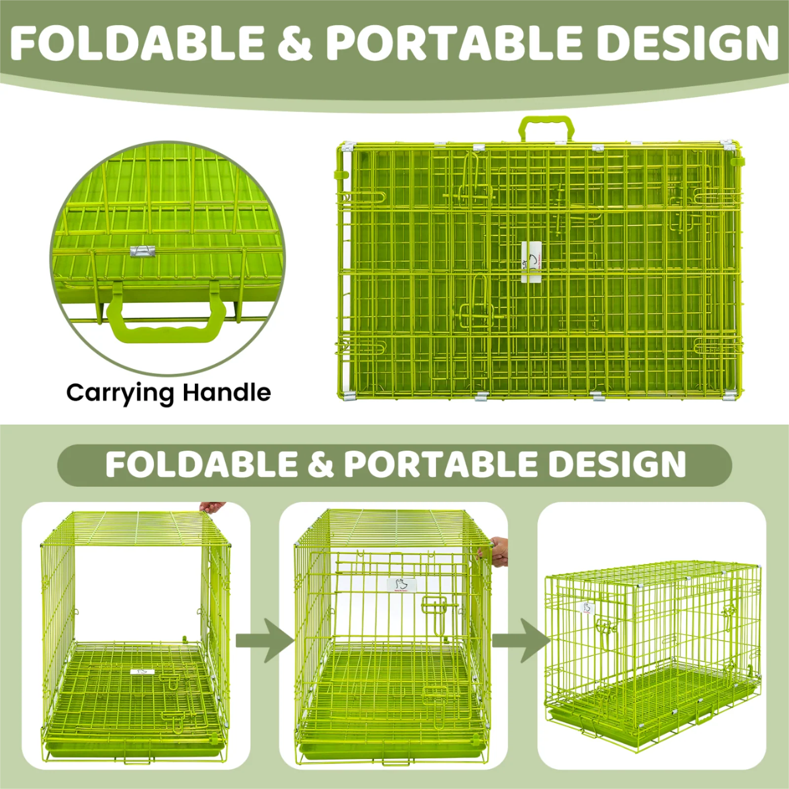 30" Collapsible Green Dog Crate GRN30 - Image 7