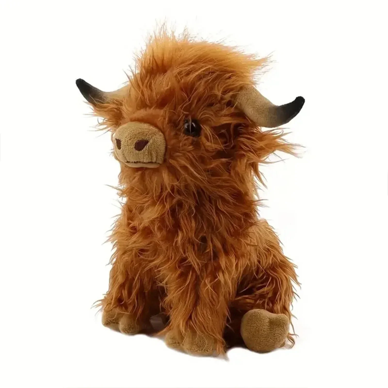 30cm Simulation Kyloe Cream Highland Cow Animal Plush Doll Soft Stuffed Highland Cow Cattlle Plushie Gift for Kids Boys Girls - Image 3
