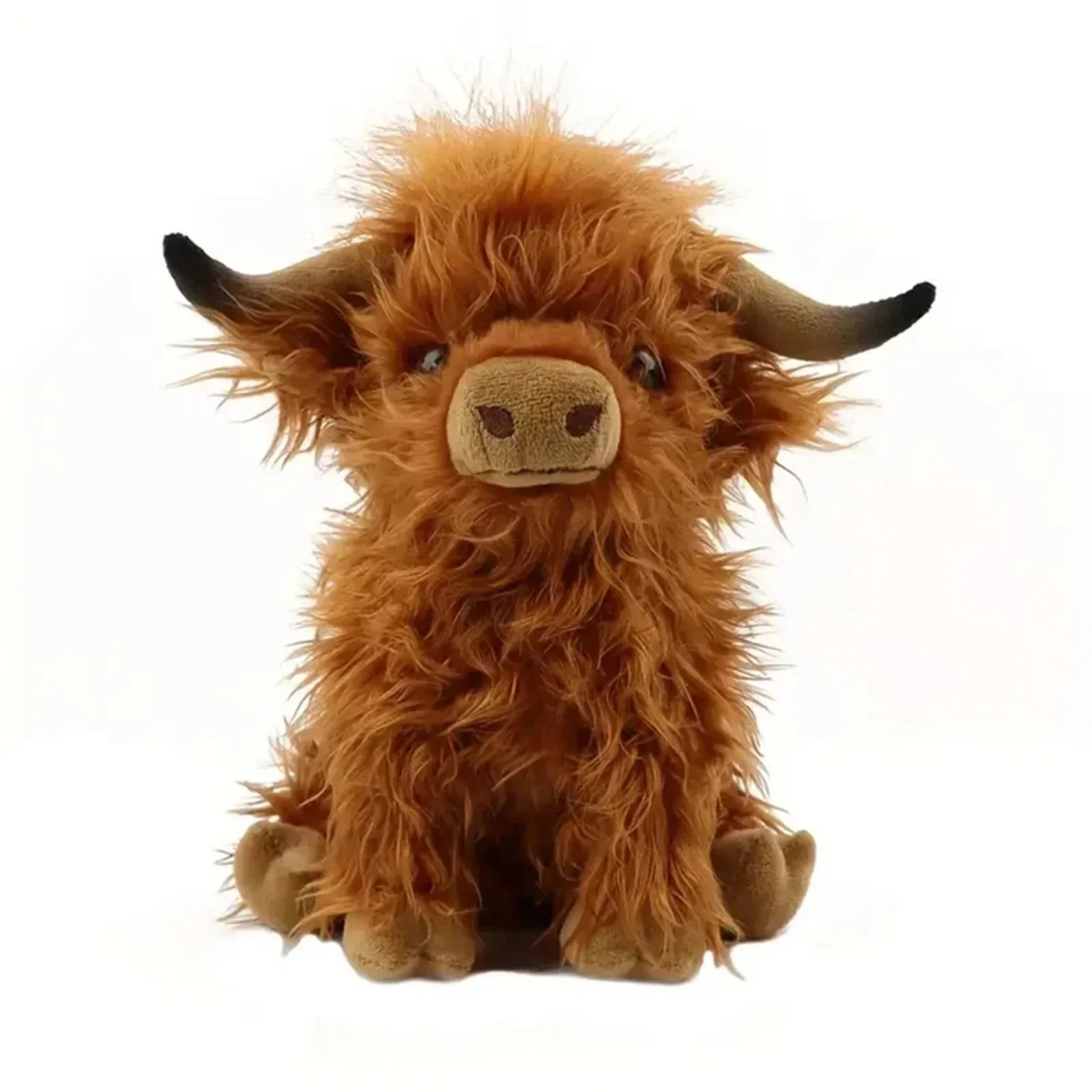 30cm Simulation Kyloe Cream Highland Cow Animal Plush Doll Soft Stuffed Highland Cow Cattlle Plushie Gift for Kids Boys Girls - Image 5