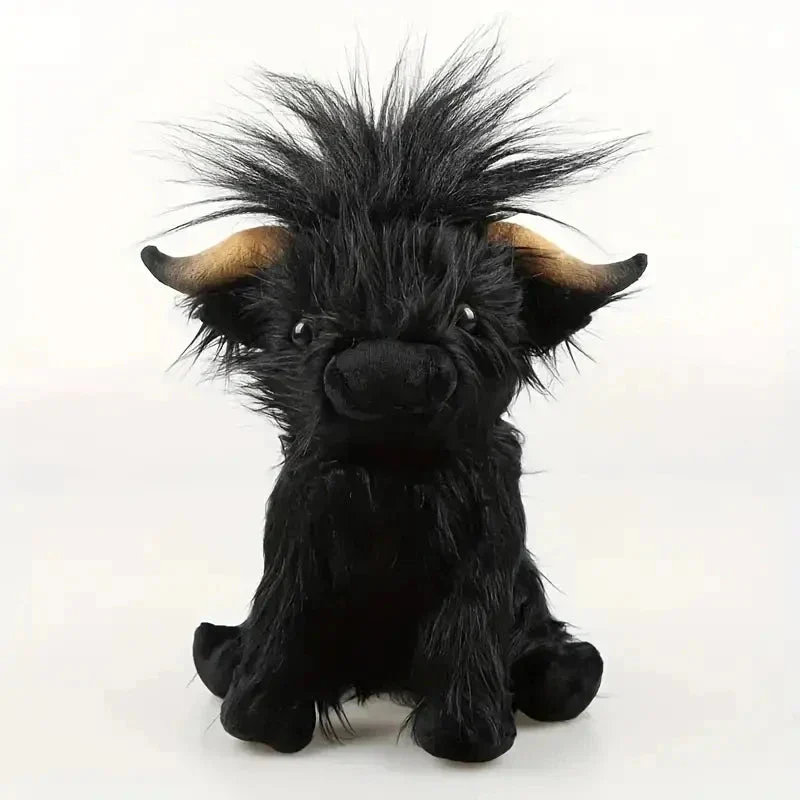 30cm Simulation Kyloe Cream Highland Cow Animal Plush Doll Soft Stuffed Highland Cow Cattlle Plushie Gift for Kids Boys Girls - Image 6