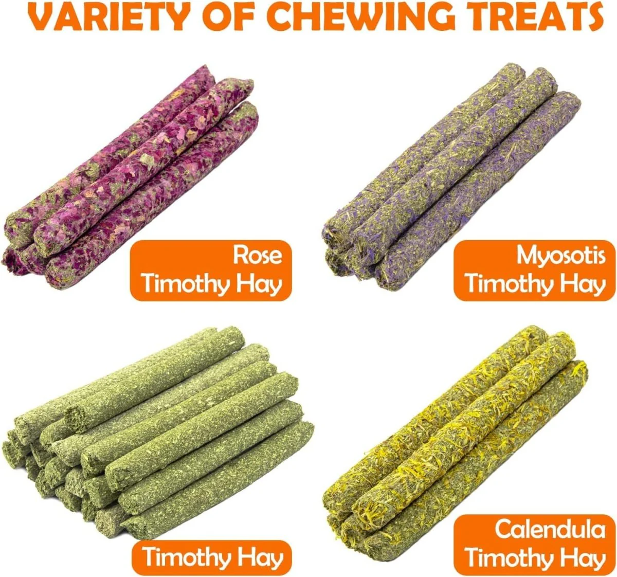 32Pcs Timothy Hay Sticks 320G Rabbit Toys Bunny, Guinea Pig Toys Natural Hamster Toys for Teeth Handmade Treats and Chews Chinchilla Rat Gerbil - Image 2
