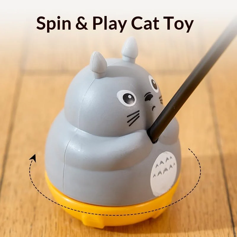 360° Rotating Cat Teaser Toy with Feather & Bell - Stick-On Base - Image 3