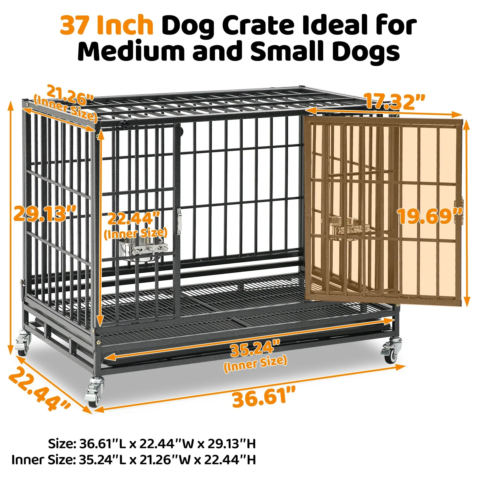 37" Stackable Heavy Duty Dog Crate 371D03 - Image 2