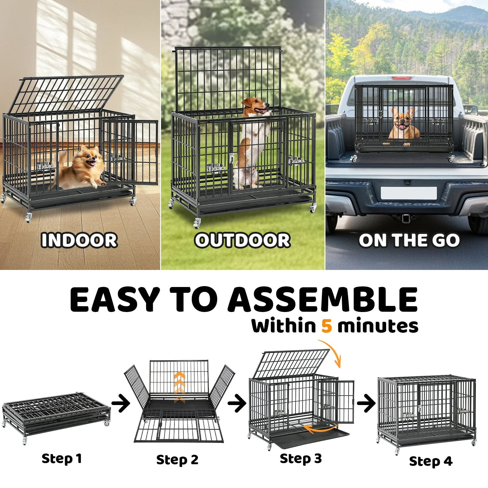 37" Stackable Heavy Duty Dog Crate 371D03 - Image 8