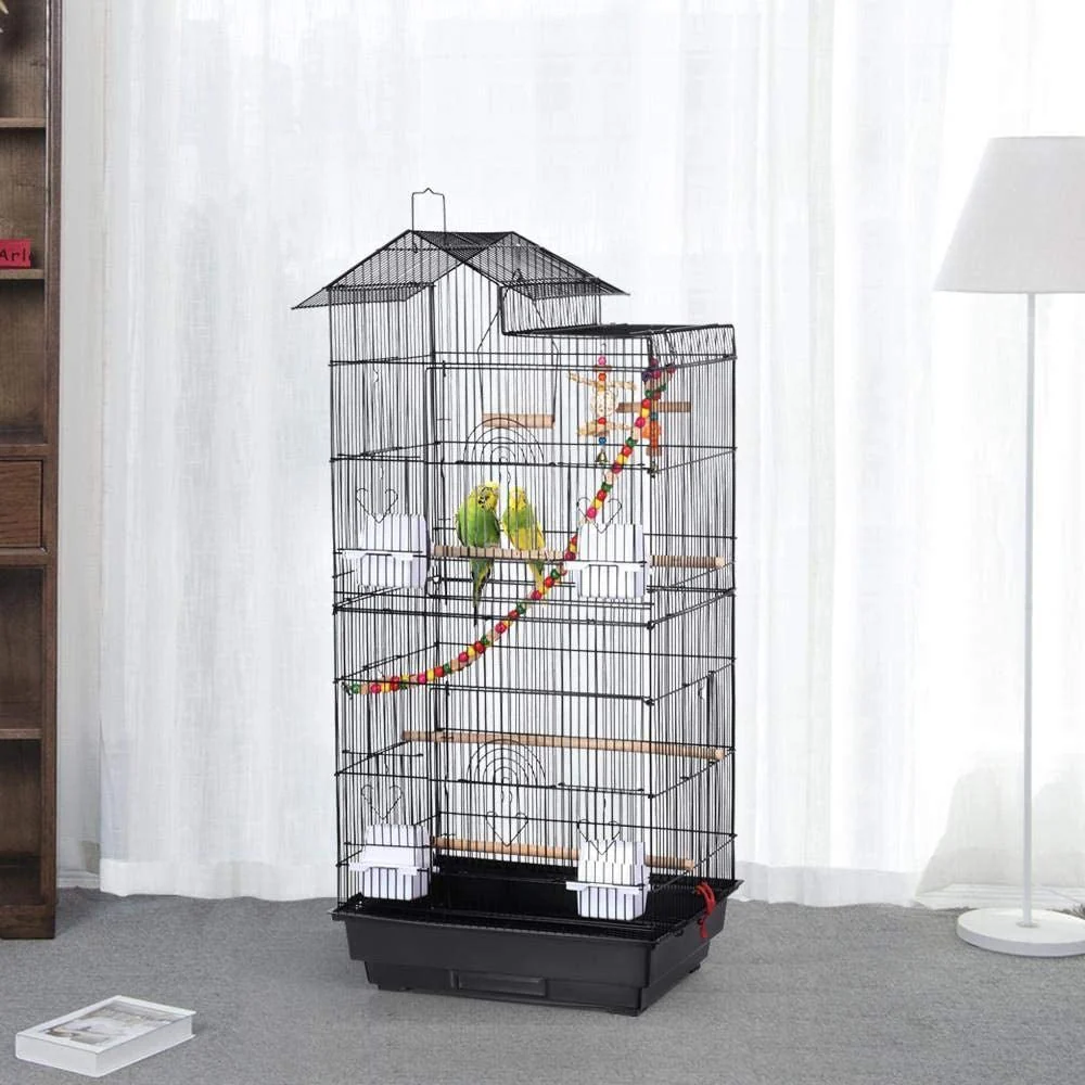 39-Inch Roof Top Large Flight Parrot Bird Cage for Small Quaker Parrot Cockatiel Sun Parakeet Green Cheek Conure Budgie Finch Lovebird Canary Pet Bird Cage W/Toys - Image 2