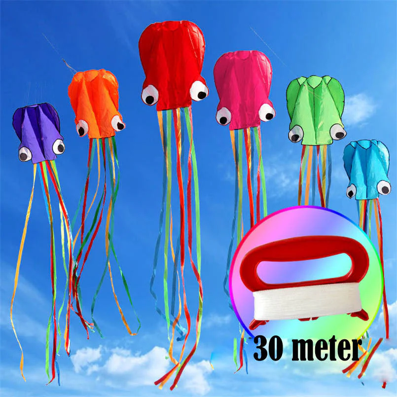 3D 4M Large Octopus Kite with Handle Line Children Outdoor Summer Game Professional Stunt Software Power Beach Kite Kids Toy - Image 2