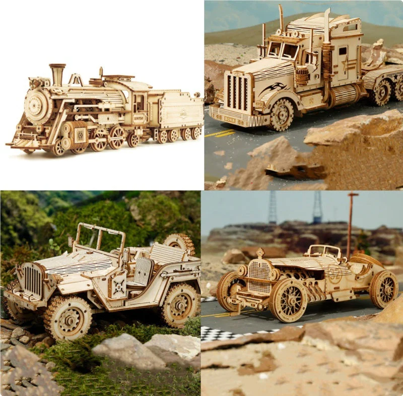3D Wooden Puzzle Train Model DIY Wooden Train Toy Mechanical Train Model Kit Assembly Model Home Decoration Crafts - Image 15