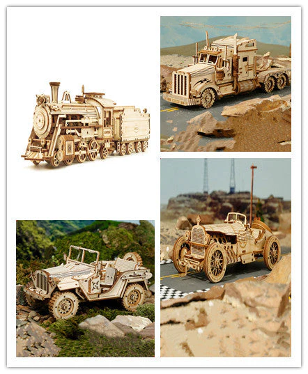 3D Wooden Puzzle Train Model DIY Wooden Train Toy Mechanical Train Model Kit Assembly Model Home Decoration Crafts - Image 7