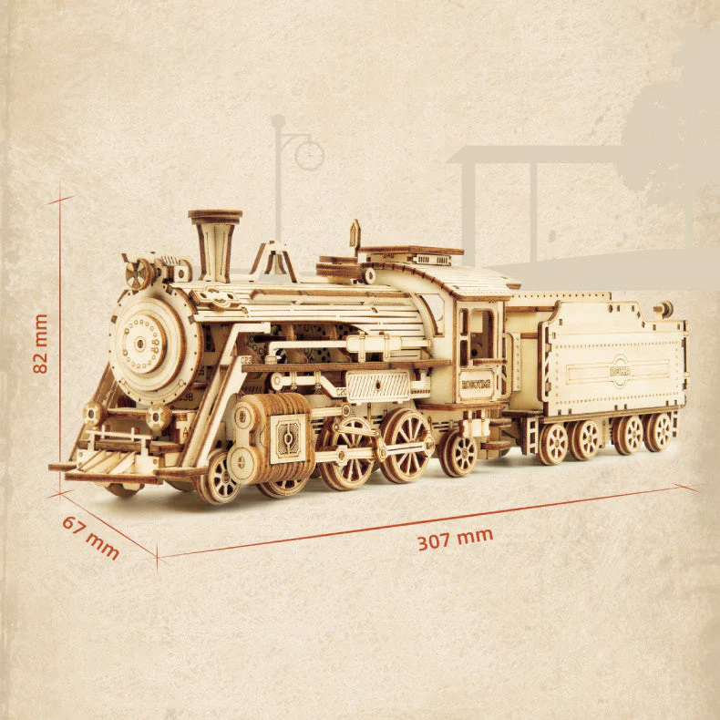 3D Wooden Puzzle Train Model DIY Wooden Train Toy Mechanical Train Model Kit Assembly Model Home Decoration Crafts - Image 9