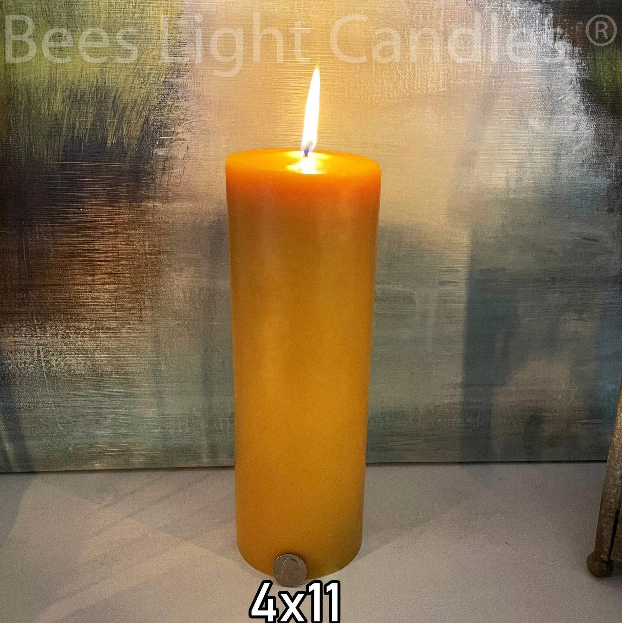 4" Beeswax Pillar Candle Set of 4x6+4x8+4x11 - Image 3