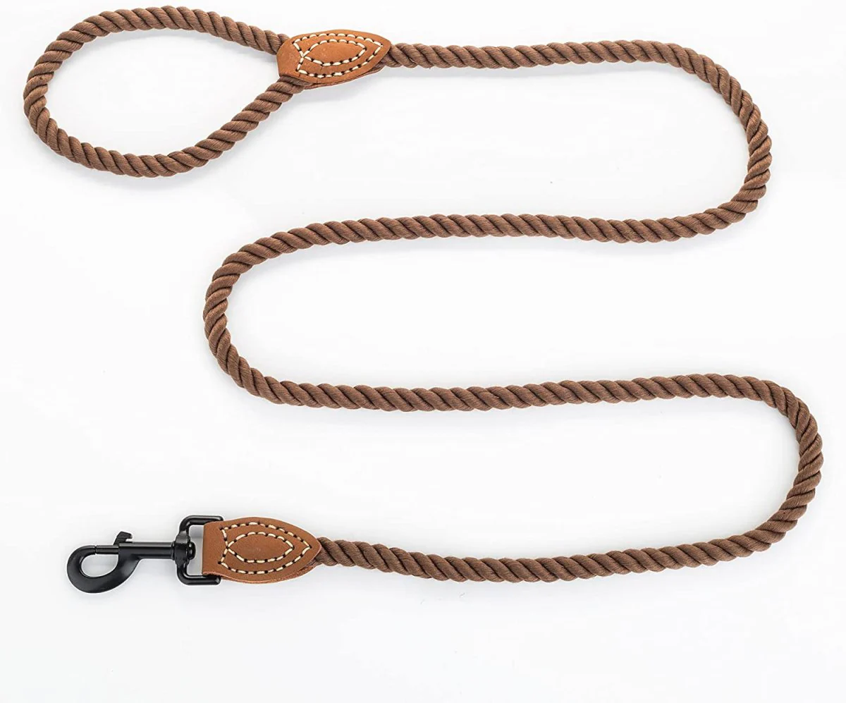 4 feet rope dog leach with lather handle - Image 2