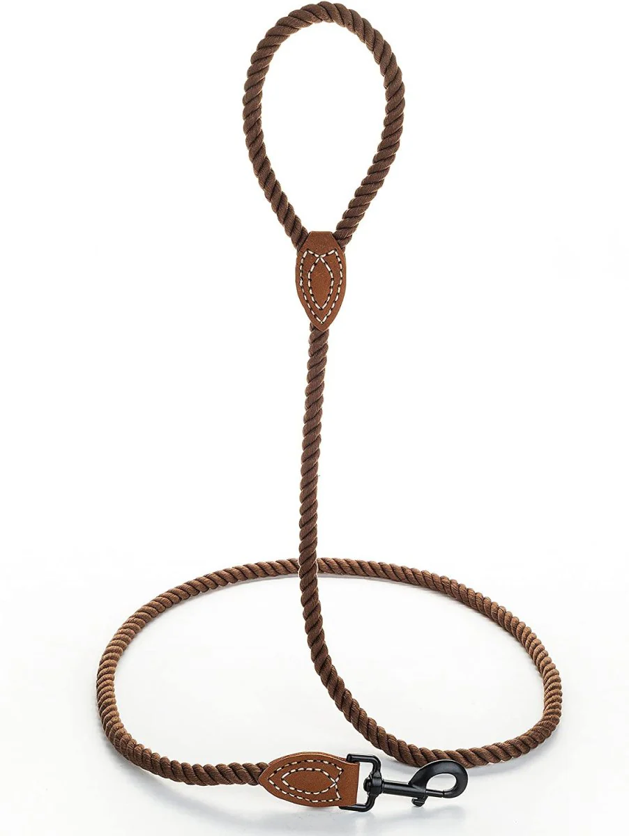 4 feet rope dog leach with lather handle - Image 3