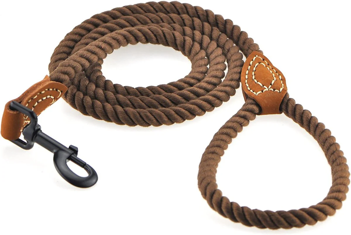 4 feet rope dog leach with lather handle - Image 7