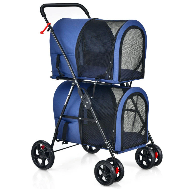 4-in-1 Double Pet Stroller with Detachable Carrier and Travel Carriage - Image 13