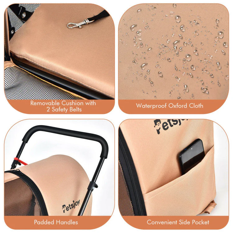 4-in-1 Double Pet Stroller with Detachable Carrier and Travel Carriage - Image 21