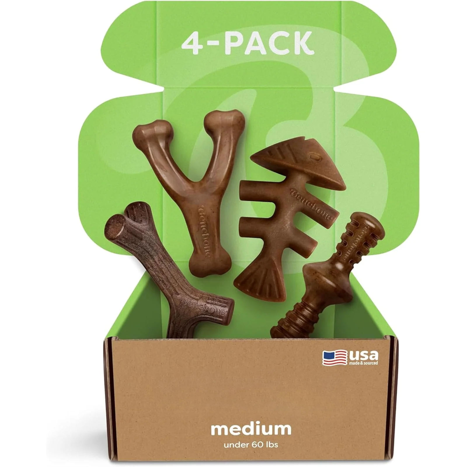 4-Pack Dog Chew Toys for Aggressive Chewers, Made in USA, 60lbs and Under - Image 3