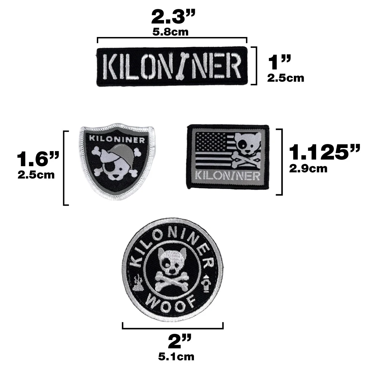 4 Pack - Mini Black and White Logo Patches - Image 3